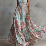 Fiora | Delicate Floral Chiffon Maxi Dress