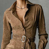 Valentina | Suede Shirt Dress with Belt
