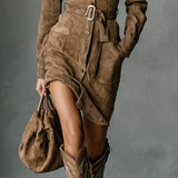 Valentina | Suede Shirt Dress with Belt