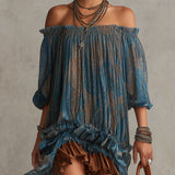Indira | Mini Boho Dress with Off-Shoulder Design