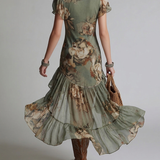 Elowen | Retro Floral Dress with Ruffles