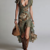 Elowen | Retro Floral Dress with Ruffles