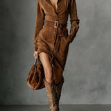 Valentina | Suede Shirt Dress with Belt