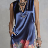 Celeste | Satiny Midi Dress with Pattern